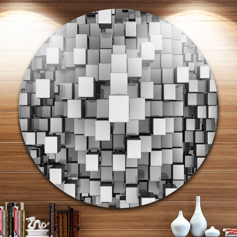 Art mural en métal noir et gris , H 36 po x l 36 po x P 1 po, Métal