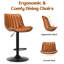 Tabourets de bar réglables et pivotants bruns de 2, hauteur de chaises en cuir PU avec support pour îlot de cuisine, design rustique moderne et stable
