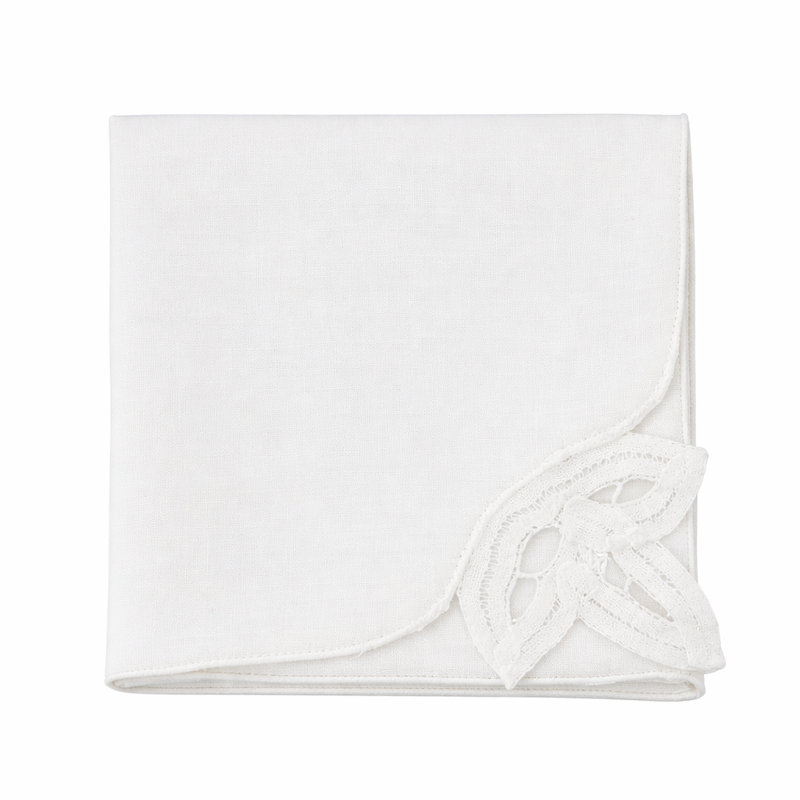 Elegant White Embroidered Tea Napkins Battenberg Lace Cotton Cloth Napkins 12" X 12", Set Of 4