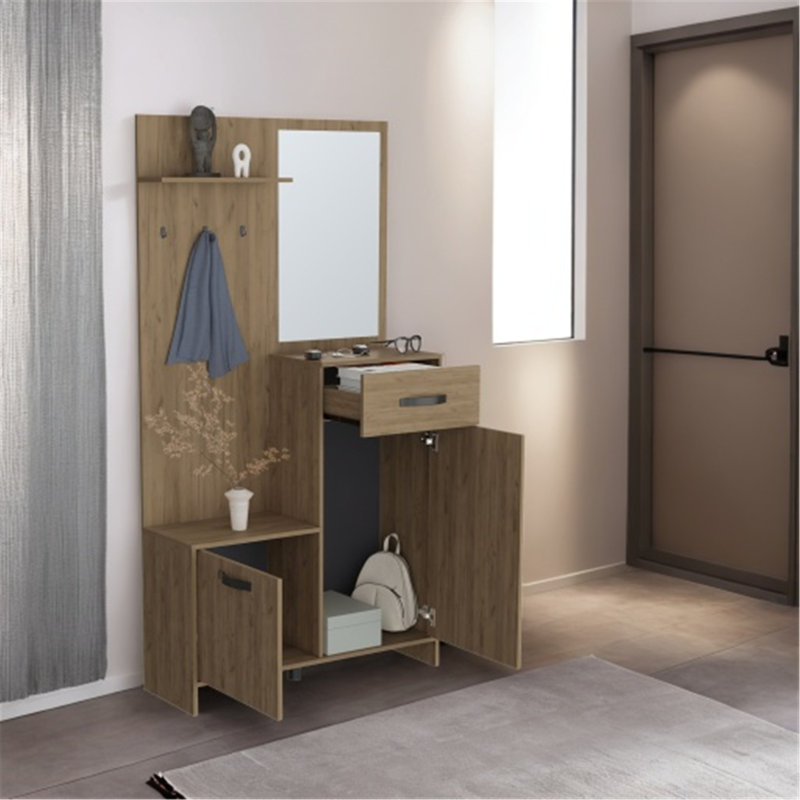 Console à miroir polyvalente avec plusieurs options de rangement pour le hall d'entrée et le salon