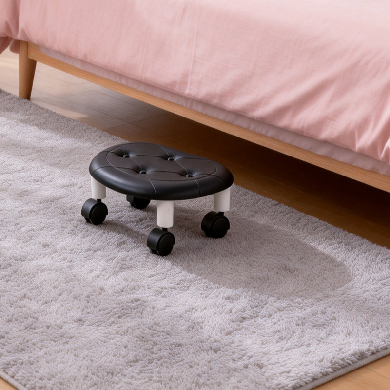 Tabouret bas mobile avec roulettes pivotant à 360 degrés