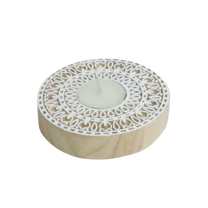  Handcrafted Wooden Candle Holder Natural Stain Finish for Elegant Home Décor-(Pak Of-3), 3
