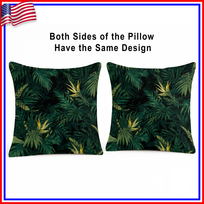 Coussins décoratifs à feuilles de palmier tropical, 14 X 14 pouces