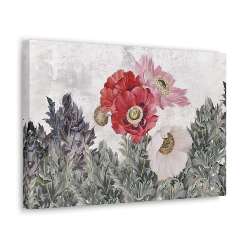 «Poppies Flowers Illustration Flower», art mural sur toile, H 24 po x l 30 po