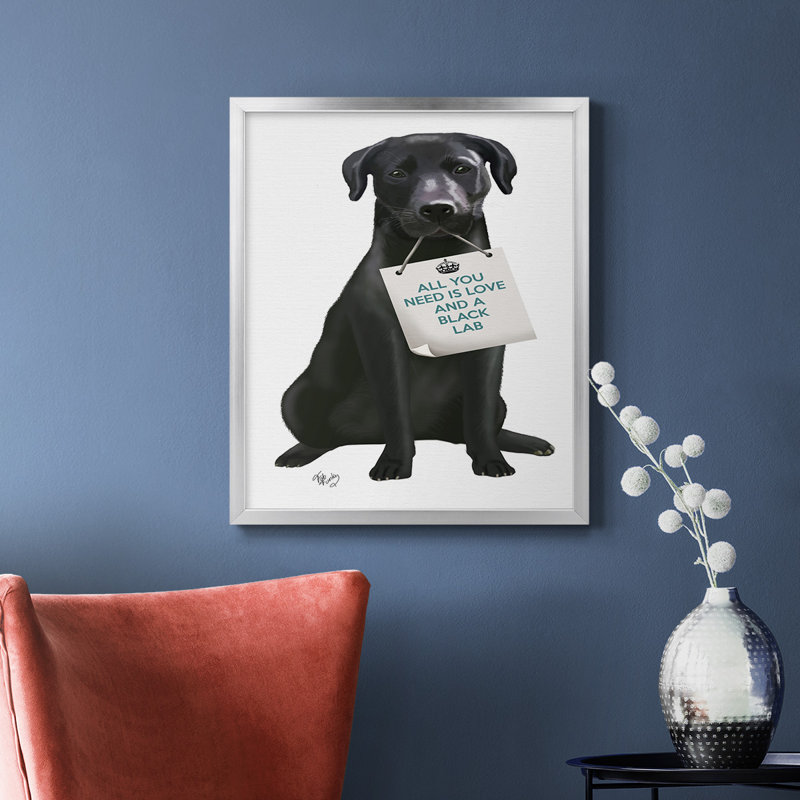 «Love and Labrador», toile encadrée de qualité supérieure - prête à être accrochée, Argent, H 24 po x l 20 po