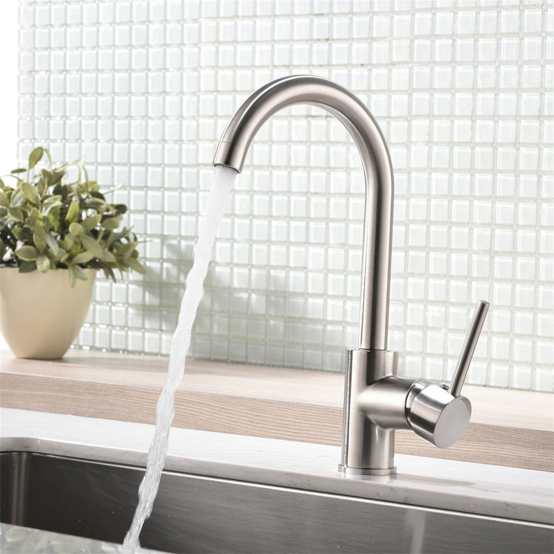 Kitchen Faucet Single Handle Stainless Steel,Commercial Single Hole Kitchen Sink Faucet,Modern One Hole Bar Sink Faucet