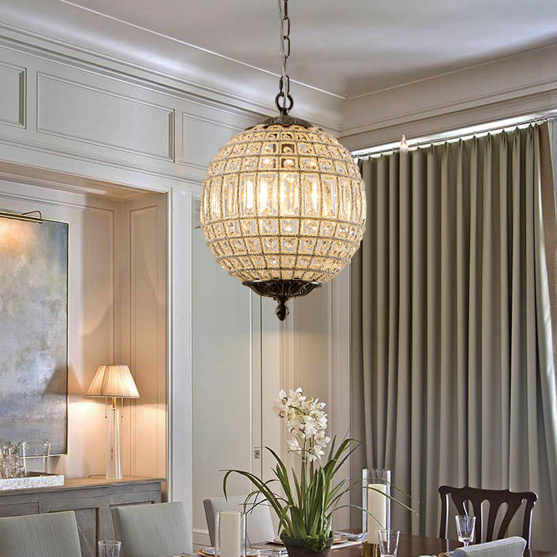Ennu Dimmable Globe Chandelier, 15.9" H x 11.8" W x 11.8" D, Antique Brass