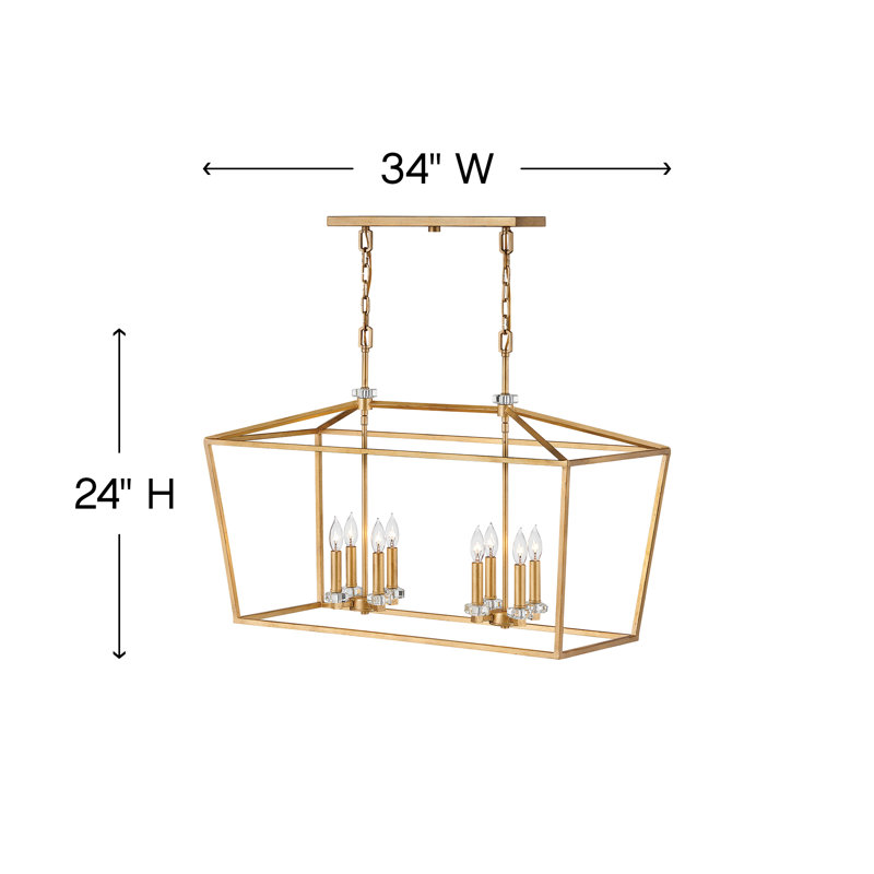 Stinson 8-Light Kitchen Island Linear Pendant, Distressed Brass, Distressed Brass