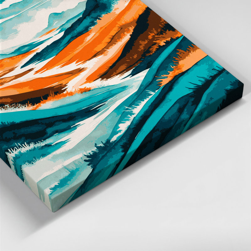 «Watercolor Landscape 94», art mural sur toile bleue, H 16 po x l 20 po