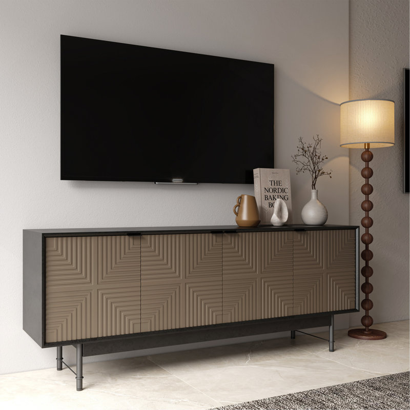 Meuble télé durable avec rangement spacieux et tablettes spacieuses, parfait pour la vie moderne et les centres de divertissement