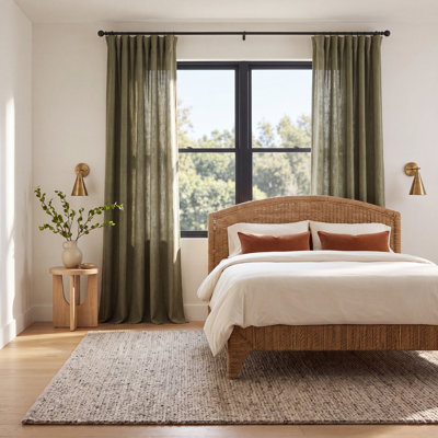Farmbry Faux Linen Curtain Panel Set
