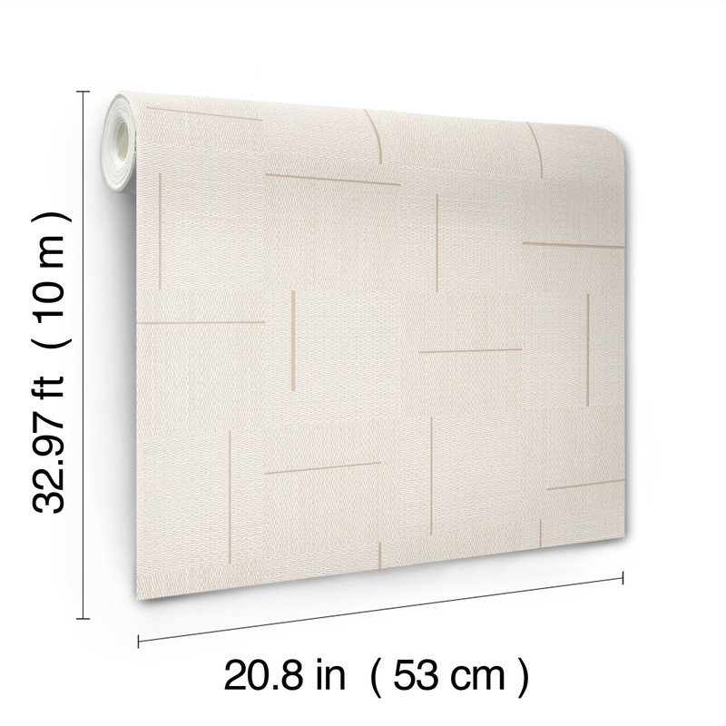 Birpal Geo Block Weave Wallpaper, Linen