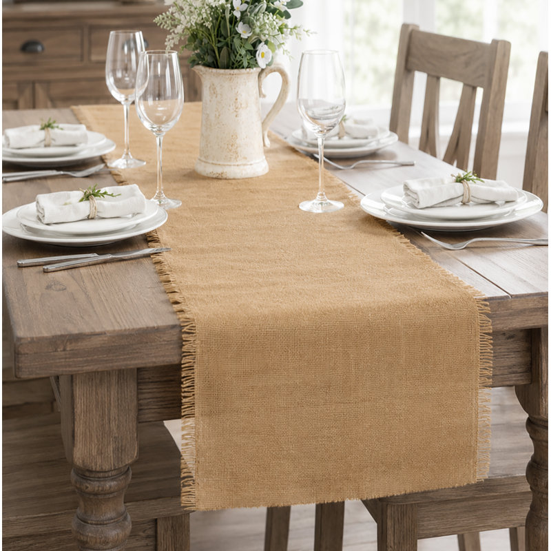 Chemin de table rustique en toile de jute naturelle (30 x 305 cm)