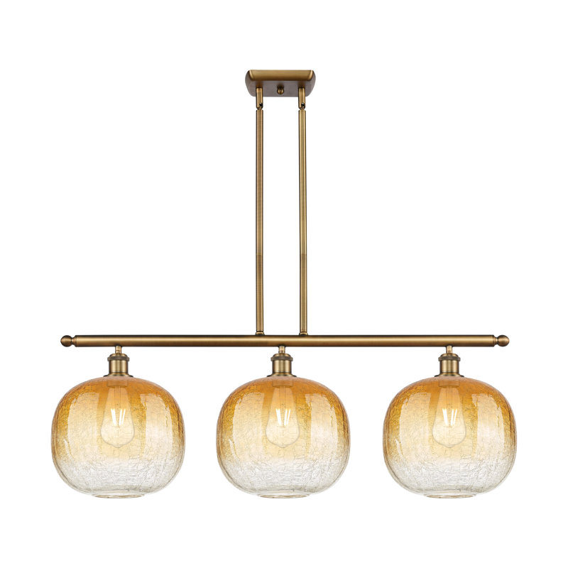 Luminaire suspendu pour îlot 3 lumières Ballston - Himmel, Bleu saphir, Brushed Brass