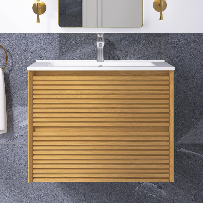 Meuble-lavabo mural simple 24 po avec lavabo en céramique blanche 24 po