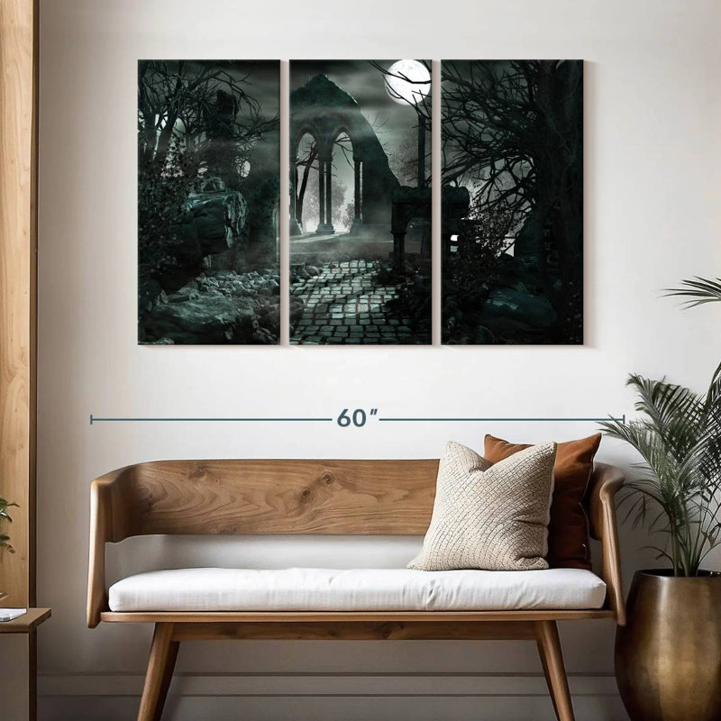 Moonlit Gothic Ruins, 32" H x 50" W