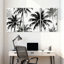 Palmiers en noir et blanc, ensemble de 3 impressions sur toile