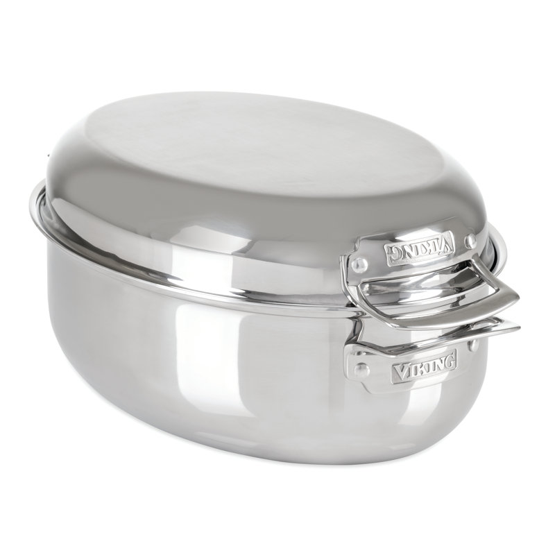 Viking 3-Ply Oval Roaster 8.5 Qt with Metal Induction Lid and Rack