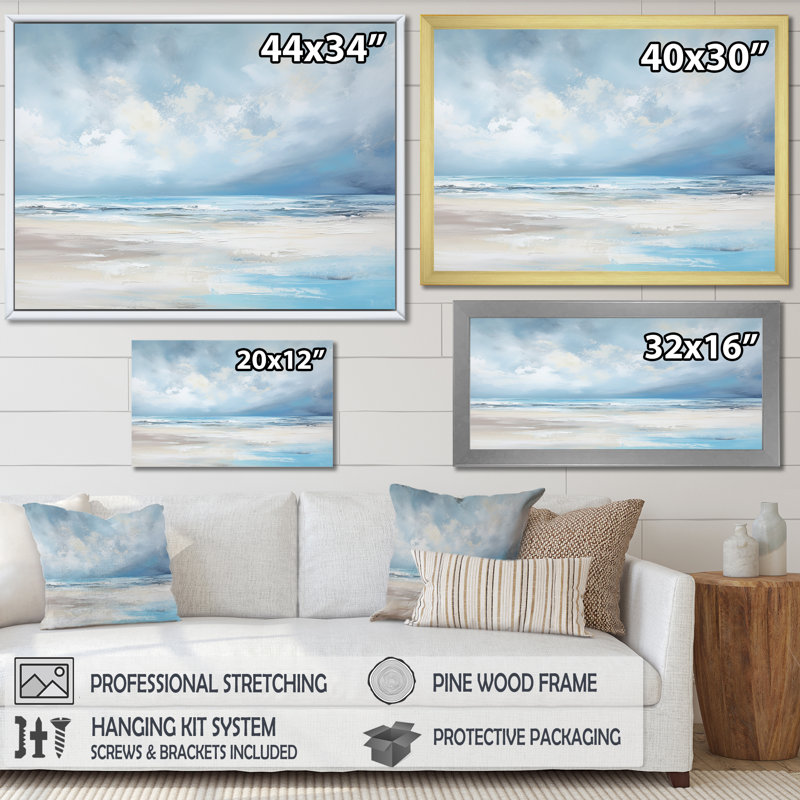 Gold Floater Framed Coastal Beach Canvas Print, 32" x 16"