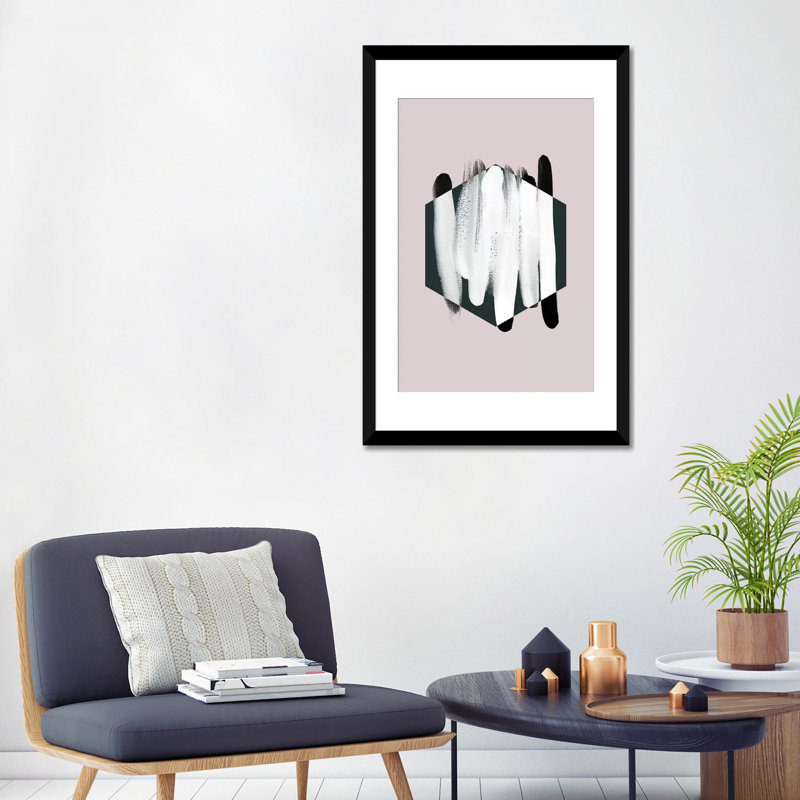 «Minimalisme XXIII», impression sur toile tendue, H 32 po x l 24 po x P 1 po, Papier d'art encadré noir, Blanc
