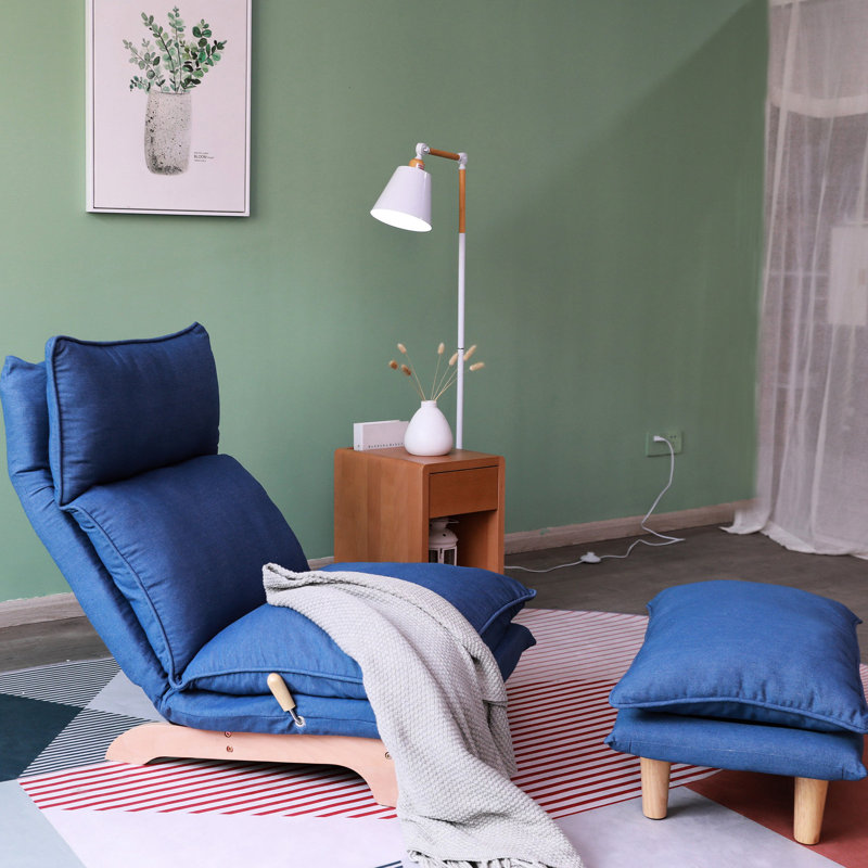 Fauteuil de chambre ergonomique avec fonction réglable - Bleu foncé, coussin inclinable pliable en métal et rembourrage en éponge confortable