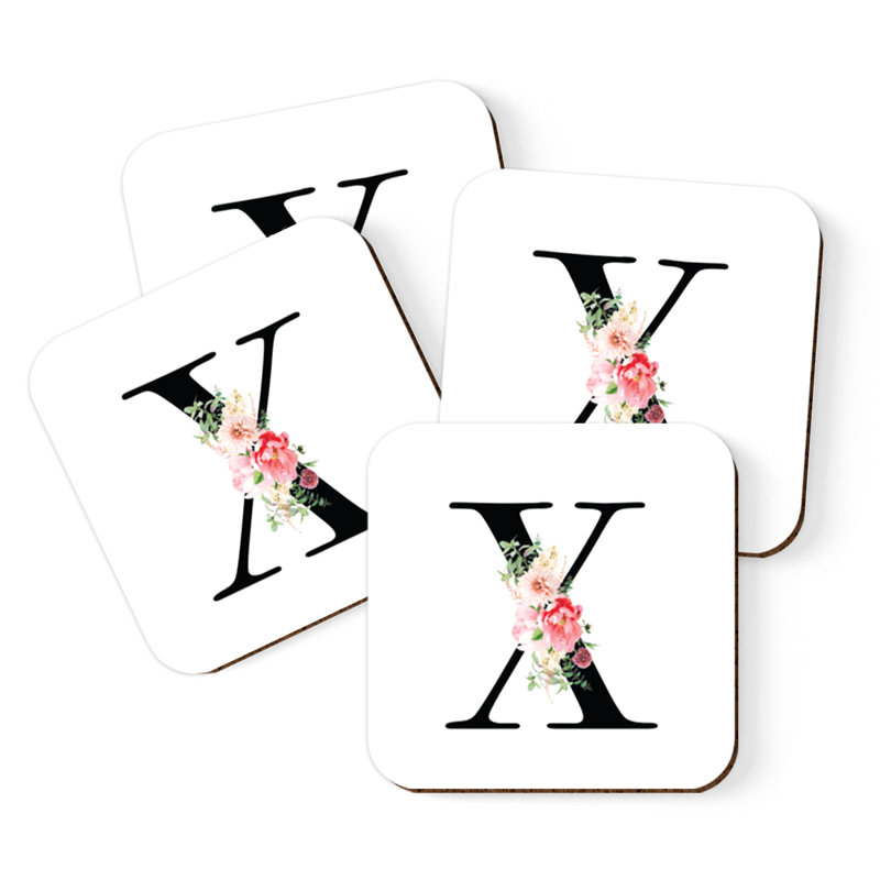 Sous-verre à motif floral rosé, X