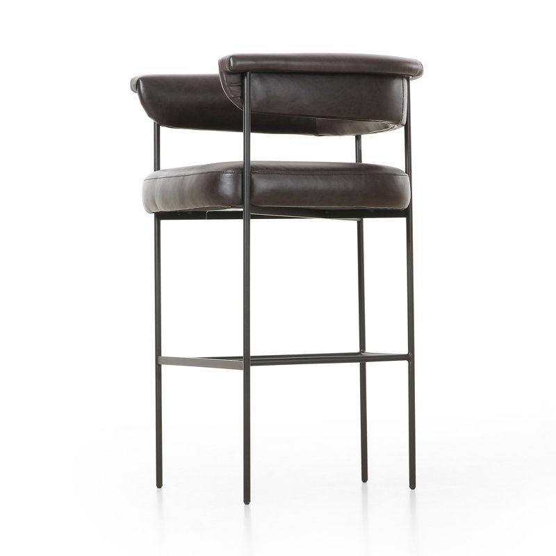 Grayson Counter and Bar Stool, Bar Stool (30.5" Seat Height), Sonoma Black Genuine Leather, Solid