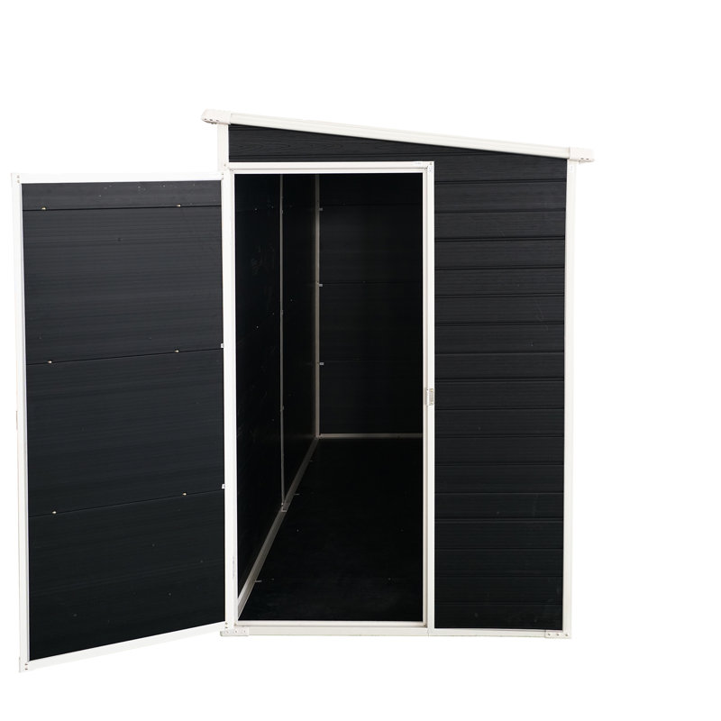 Remise extérieure en résine 8 x 4 pi - 2 fenêtres, porte verrouillable pour articles de jardin, porte noire, rangement pour outils Windows