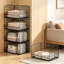 Rangement de garde-robe empilable à 4 niveaux et panier de rangement, système de rangement de garde-robe pliable en métal, bacs de rangement robustes et peu encombrants pour garde-robe, tablettes de rangement pliables pour la chambre à coucher