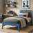 Allyannah Bustillo Modern Twin Platform Bed with Headboard-1293175412