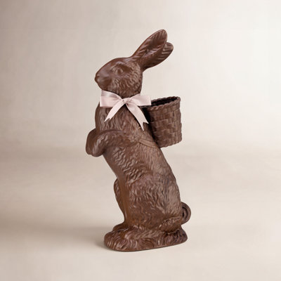 Resin Chocolate Standing Bunny With Basket 35"