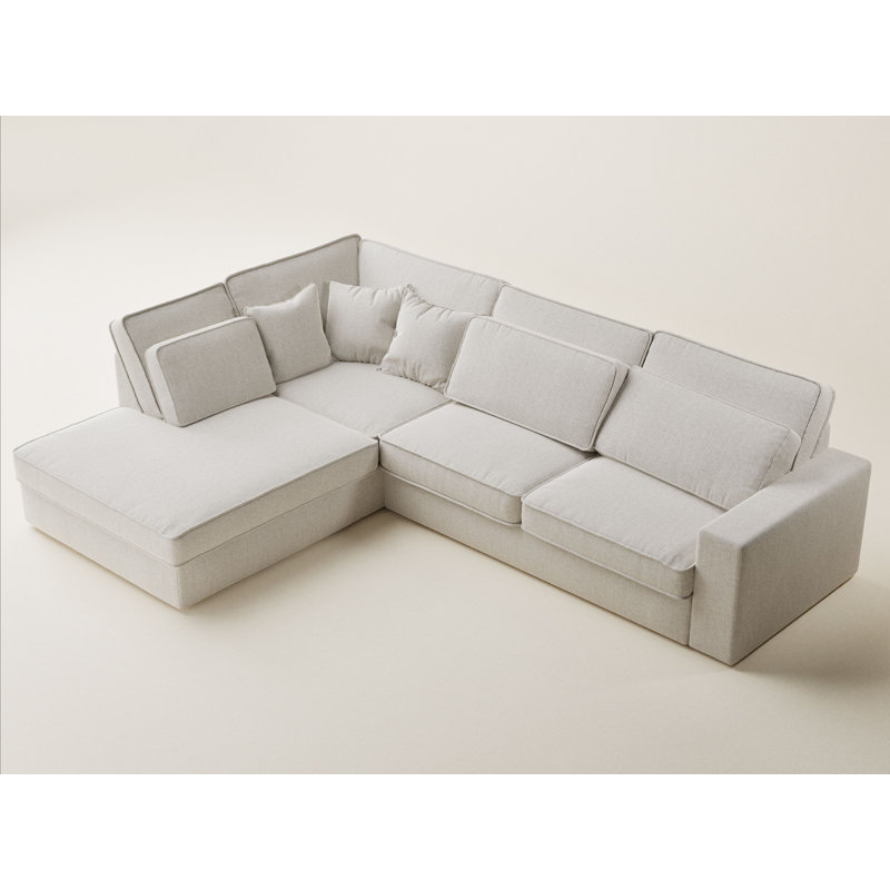 5 Seater Corner Sofa , Left Hand Facing, Light Beige Polyester