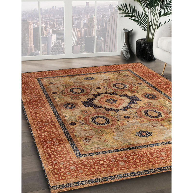 Tapis brun / beige Hanabury Southwestern, Rond 4 pi