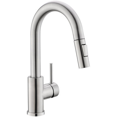 Single Handle Kitchen Faucet In Brushed Nickel, Pull Down Spray For Bathroom Sink, Modern Style Faucet, Nickel Sink Ceramic Filler Classic Design