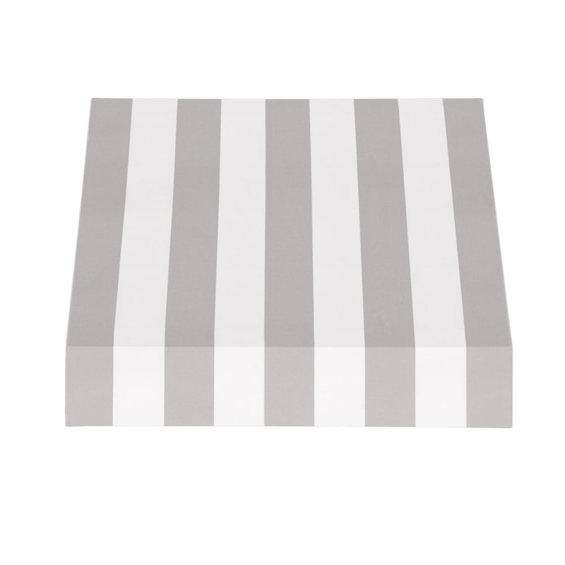 Auvent fixe en tissu acrylique New Yorker Awntech, H 31 po x l 52,5 po x P 24 po, Rayures grises et blanches