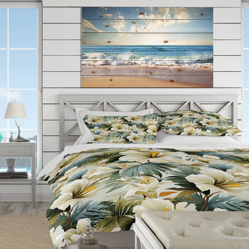 Natural Tranquility Tropical Pattern - Ensemble de housse de couette tropical