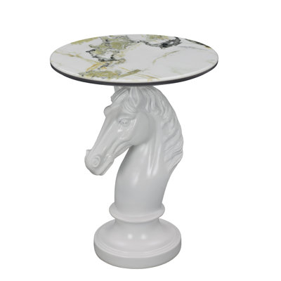 Horse Head Accent Table Animal Statue End Tables Livingroom, White