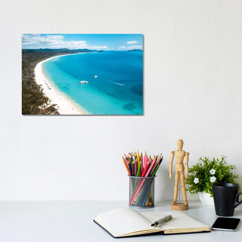 Whitehaven Beach Summer Aerial 1 Piece Wrapped Canvas Wall Art, 20.32cm H x 30.48cm W