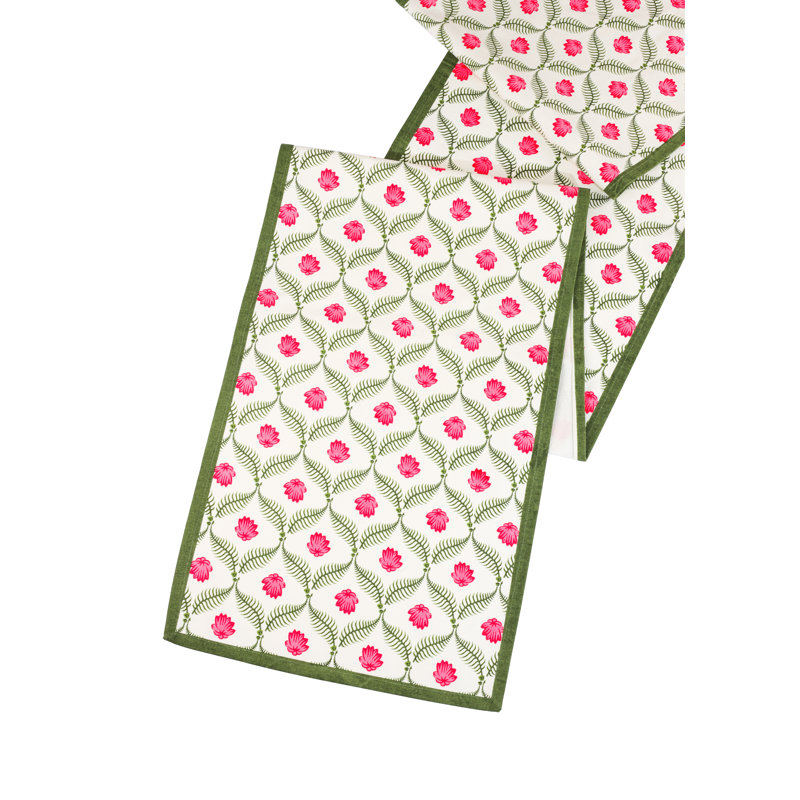 Chemin de table Lotus, Vert/rose