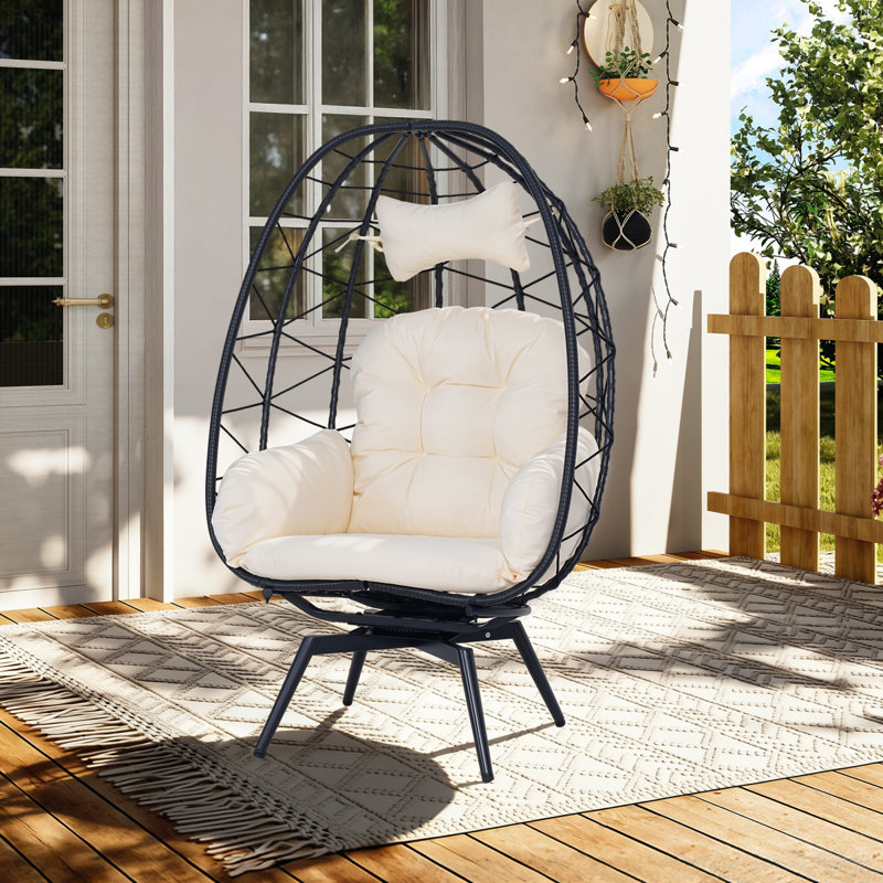 Chaises de patio pivotantes, rotin en acier moderne intérieur / extérieur