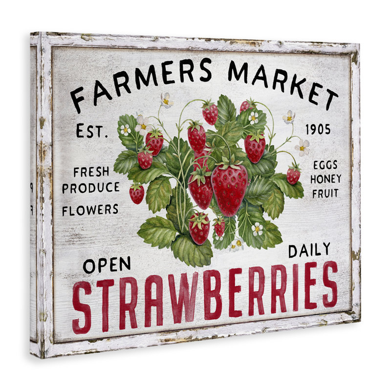 "Farmers Market Strawberries", art mural sur toile par Creatif Belle bp-572_CN, H 16 po x l 20 po