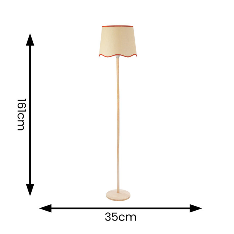 Rozana 161cm Traditional Floor Lamp, Natural/Red, Yes