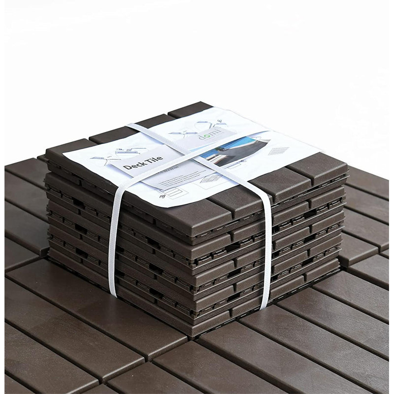 Carreaux de terrasse à emboîtement de patio, tuiles de terrasse carrées composites 12 po x 12 po, Brun fumé