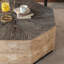 Table basse octogonale, table centrale en bois de style rétro de 96,5 cm (38 po) avec motif en relief tridimensionnel, table basse ronde rustique pour salon ou maison