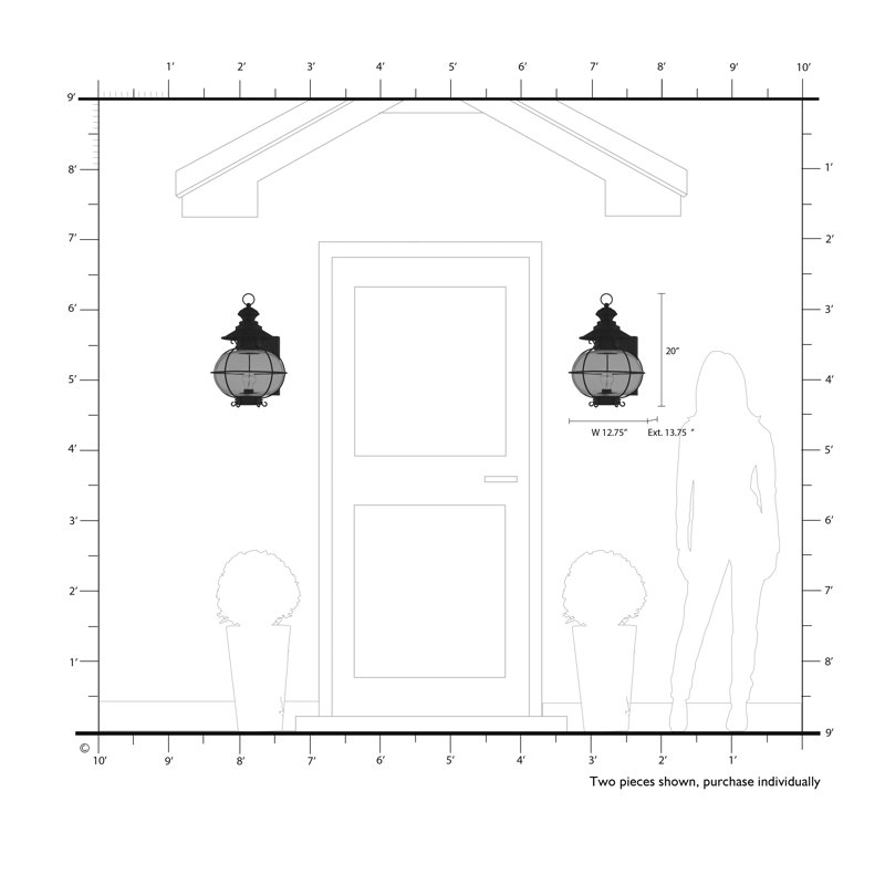 Shielo Solid Brass Wall Light, 20" H x 12.75" W x 13.75" D, Bronze