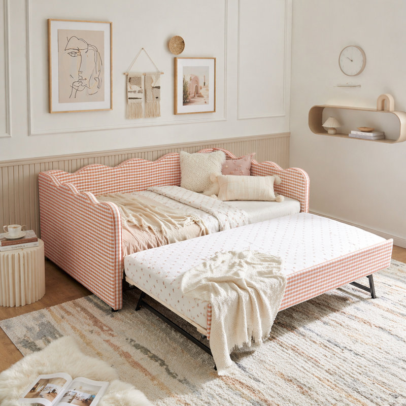 Lit de jour double, Lit gigogne simple, Rose 1