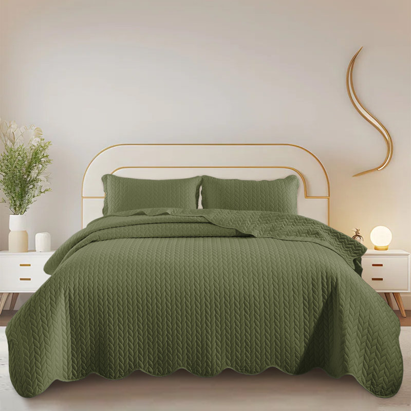 Ensemble de couvre-lit matelassé embossé - Couvre-lit en microfibre douce avec taies décoratives, literie de style hôtel pour lits hauts