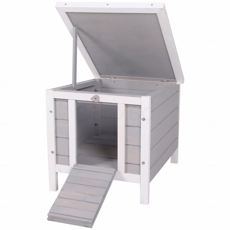 Petite cage à lapin en bois, cage à lapin / cochon d'Inde, avec toit ouvert et imperméable, Gris