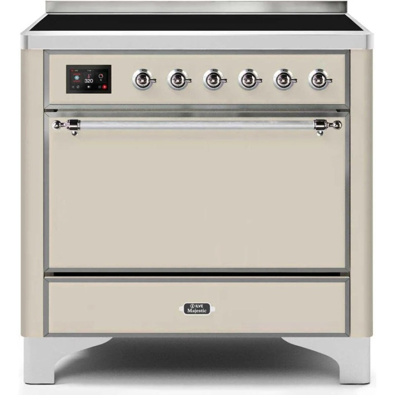 Cuisinière à induction sur pieds 36 po Majestic Ii, Blanc antique / chrome