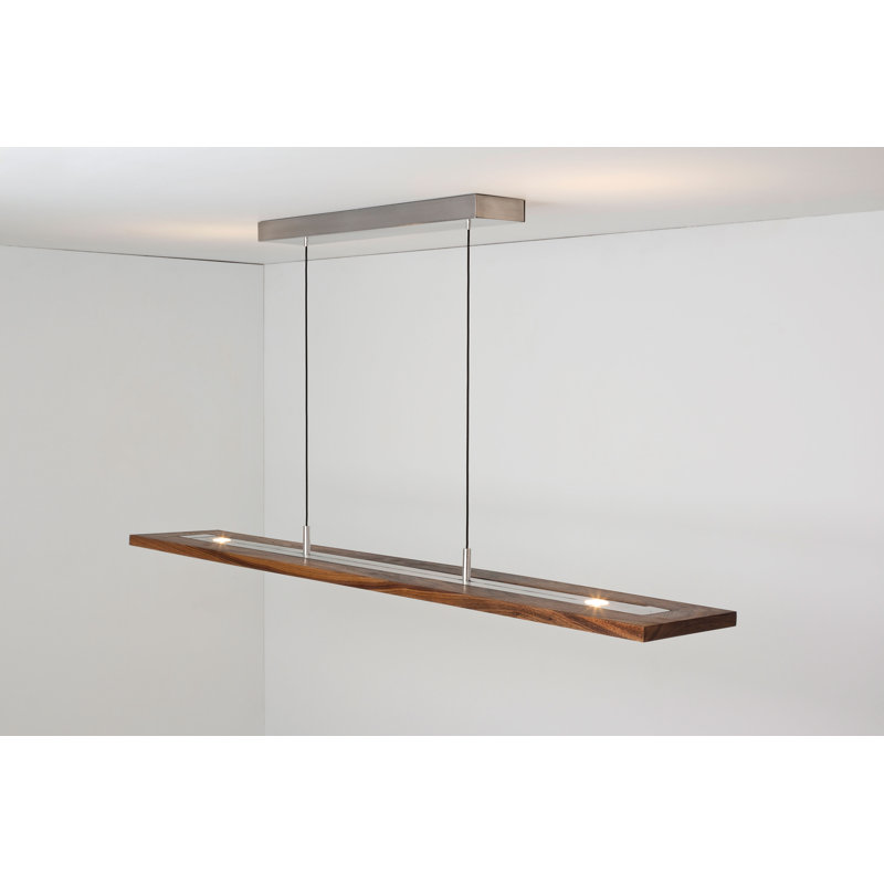 Vix Dimmable LED Pendant, 2700K, Dark Stained Walnut, 0.75" H x 48" W x 8" D